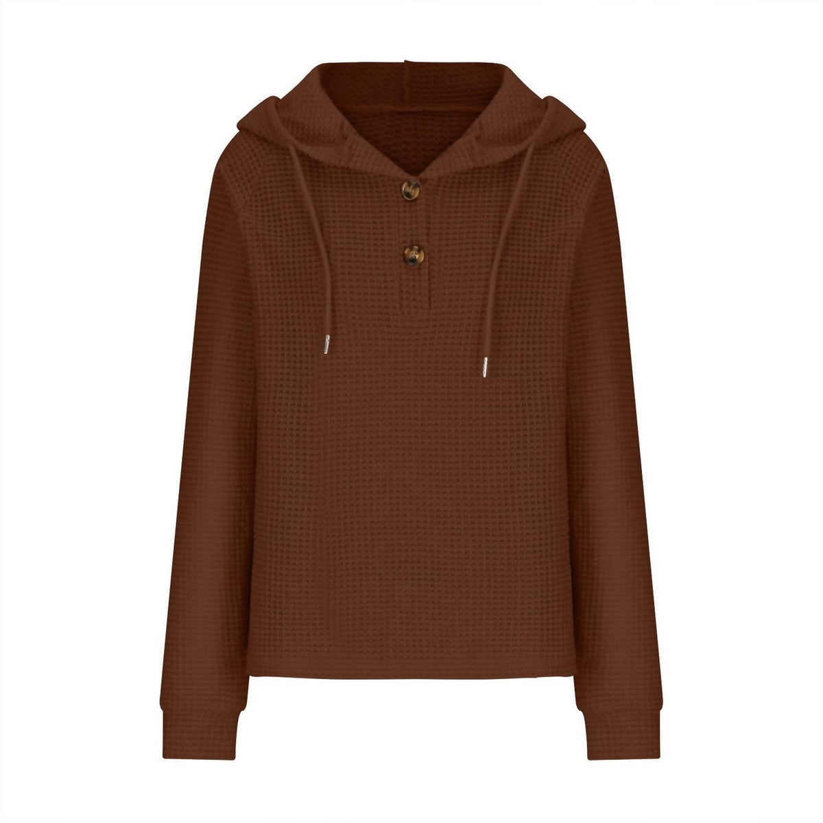 Lily Clothing - Waffle Button-up Hoodie Pullover