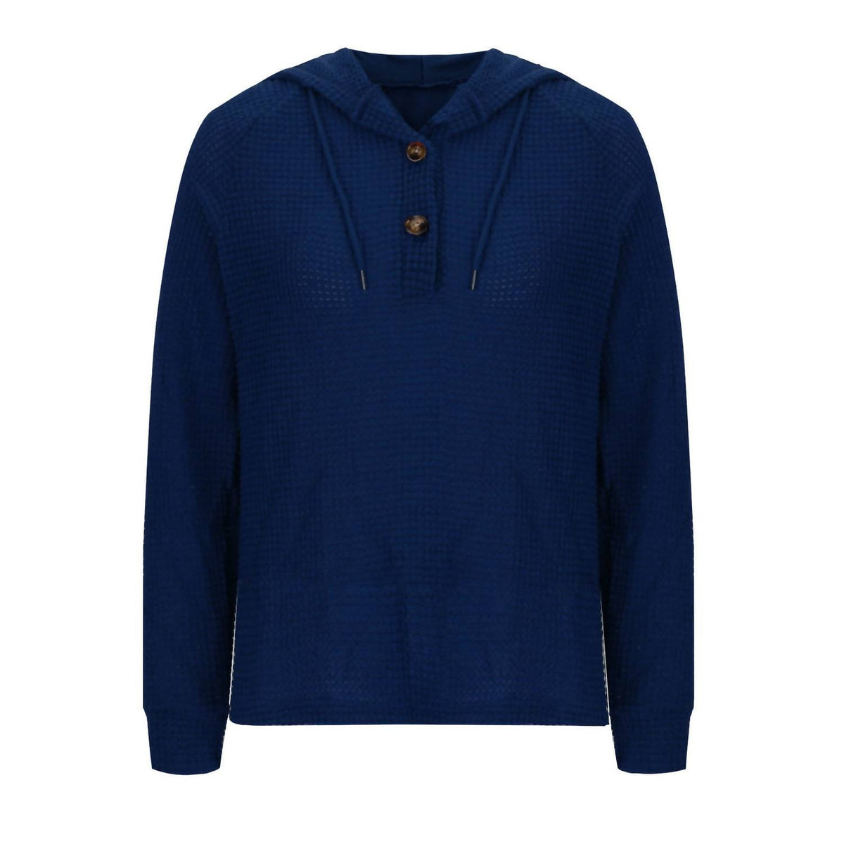 Lily Clothing - Waffle Button-up Hoodie Pullover