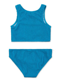 Limeapple - Girl's Crinkle Two Piece Tankini Swimsuit - baby - bikinis - blue