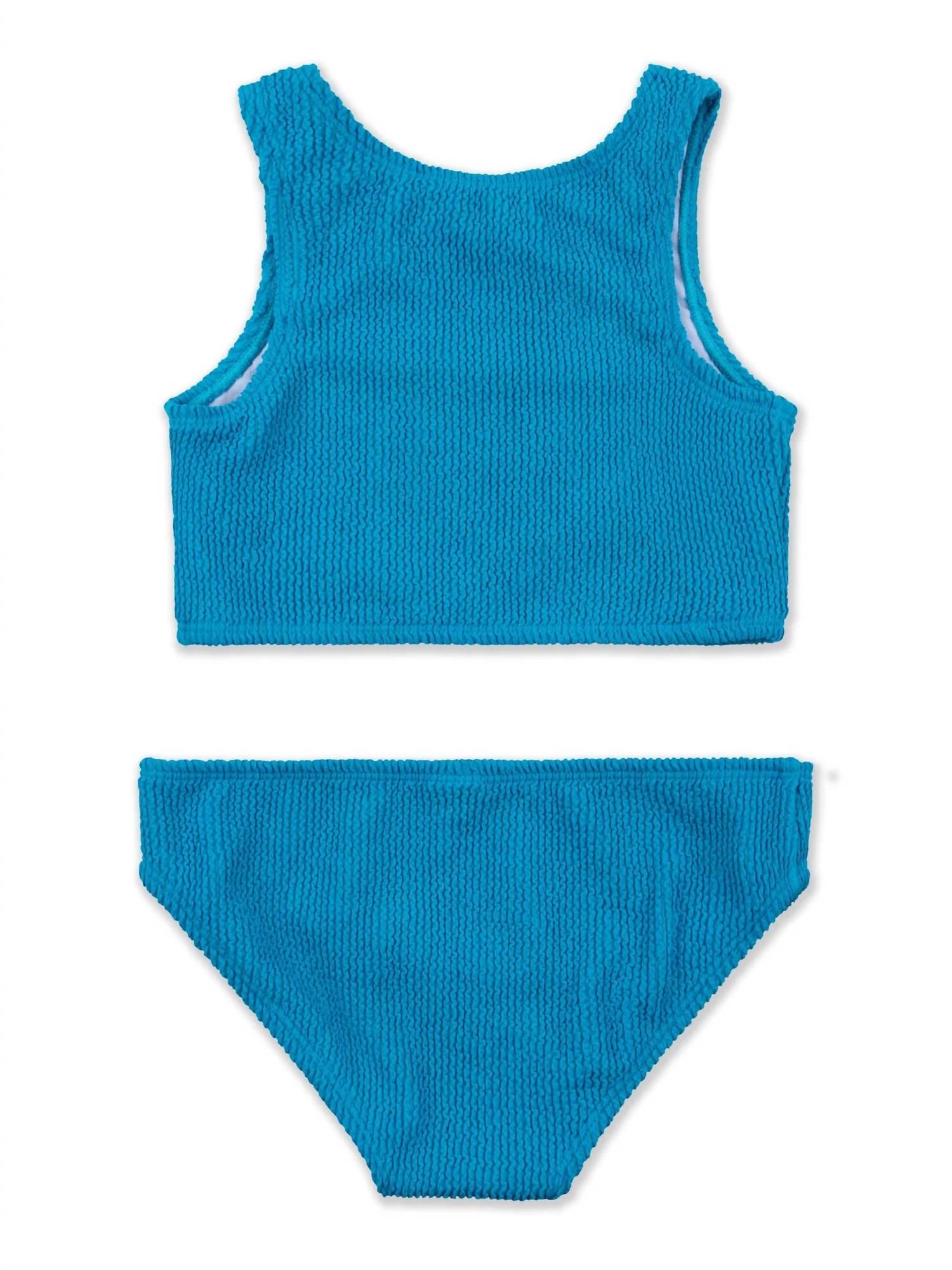Limeapple - Girl's Crinkle Two Piece Tankini Swimsuit - baby - bikinis - blue