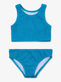 Limeapple - Girl's Crinkle Two Piece Tankini Swimsuit - baby - bikinis - blue