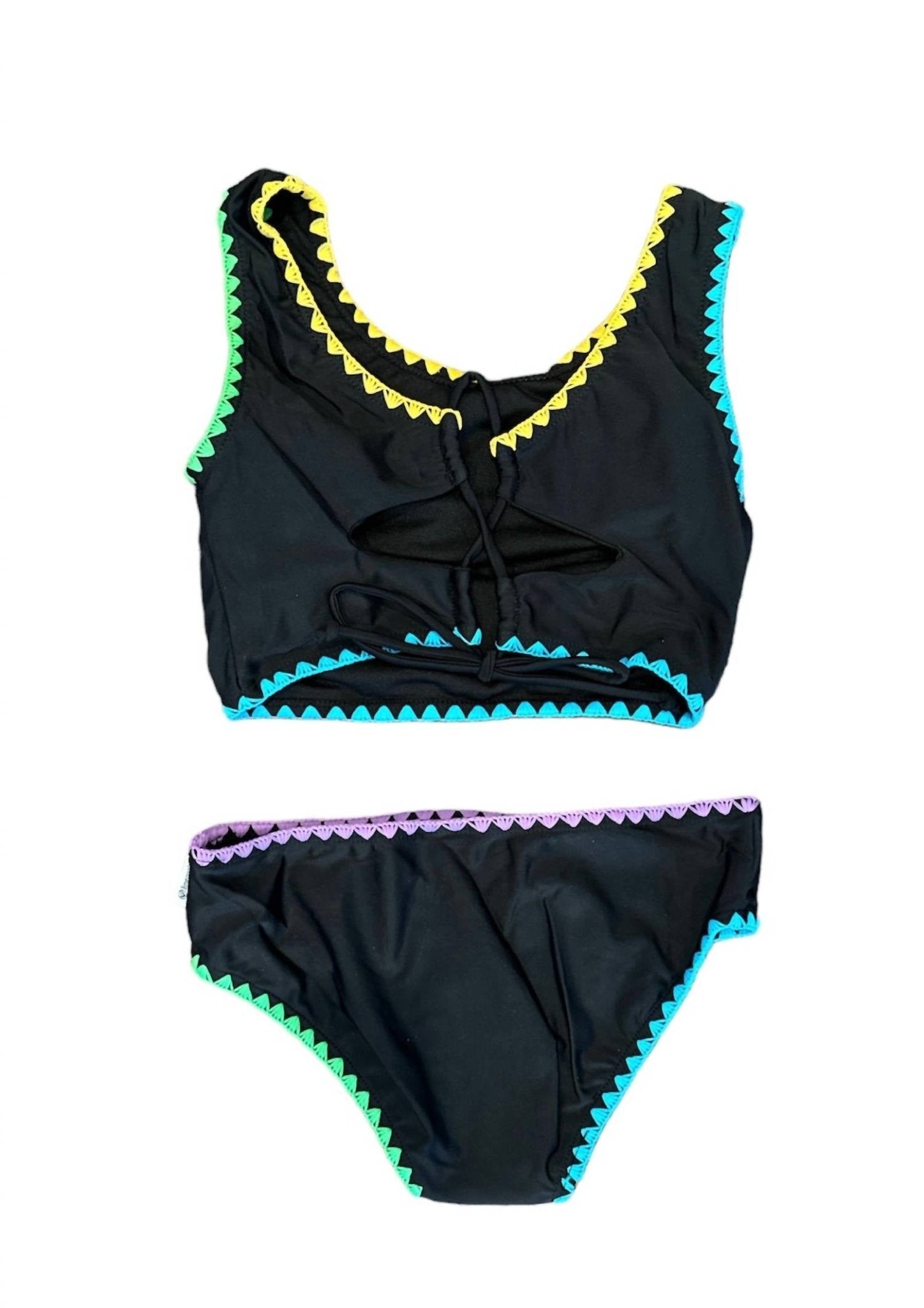 Limeapple - Girl's Two Piece Swimsuit With Embroidered Trim - baby - bikinis - black