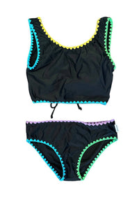 Limeapple - Girl's Two Piece Swimsuit With Embroidered Trim - baby - bikinis - black