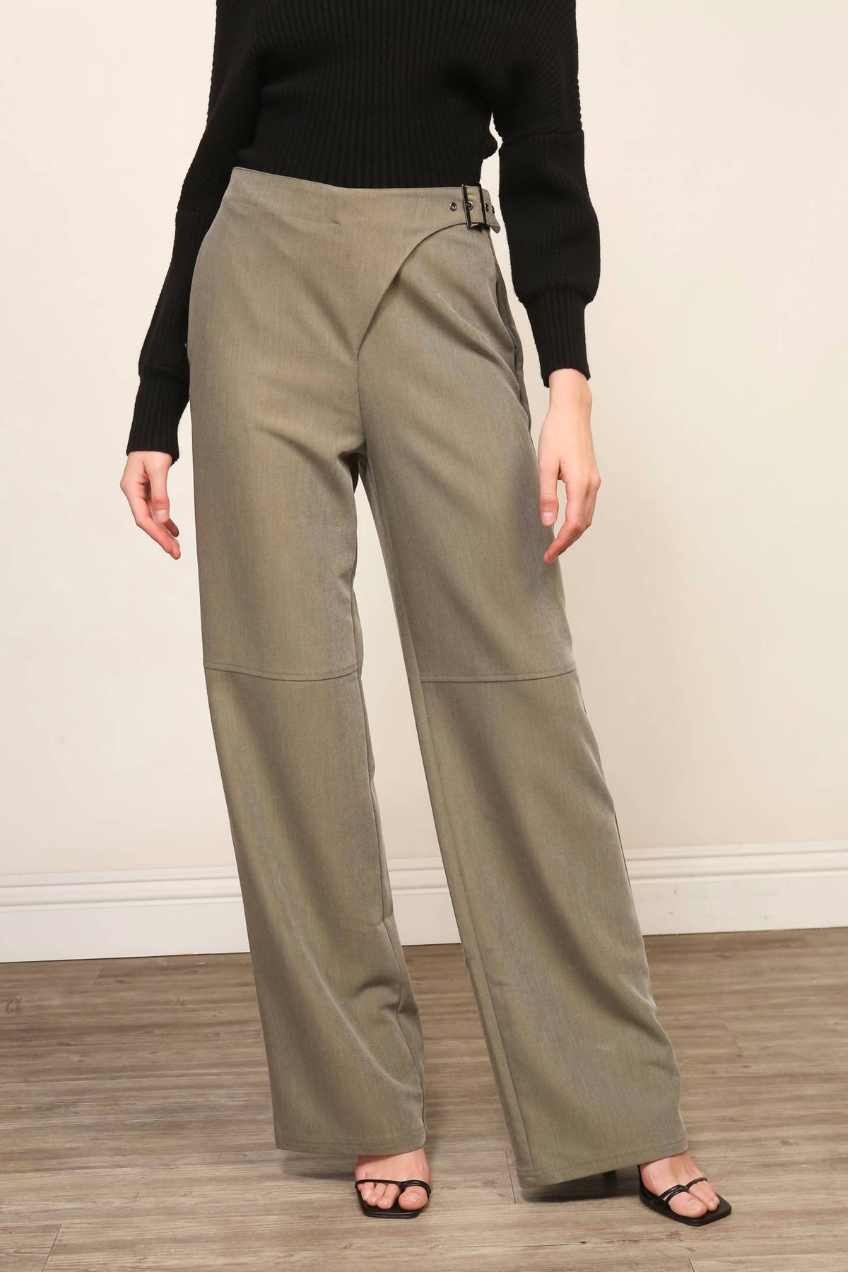 Line And Dot - Alexis Wide Leg Pant With Buckle Belt