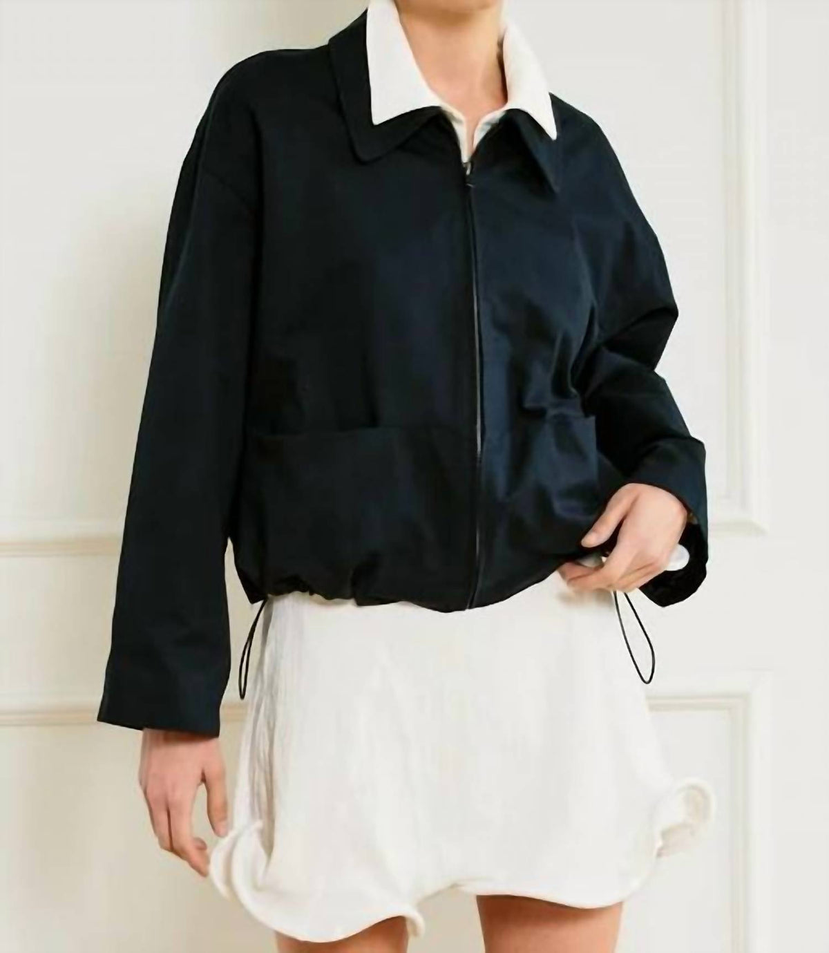 Line And Dot - Bubble Hem Tuxedo Jacket