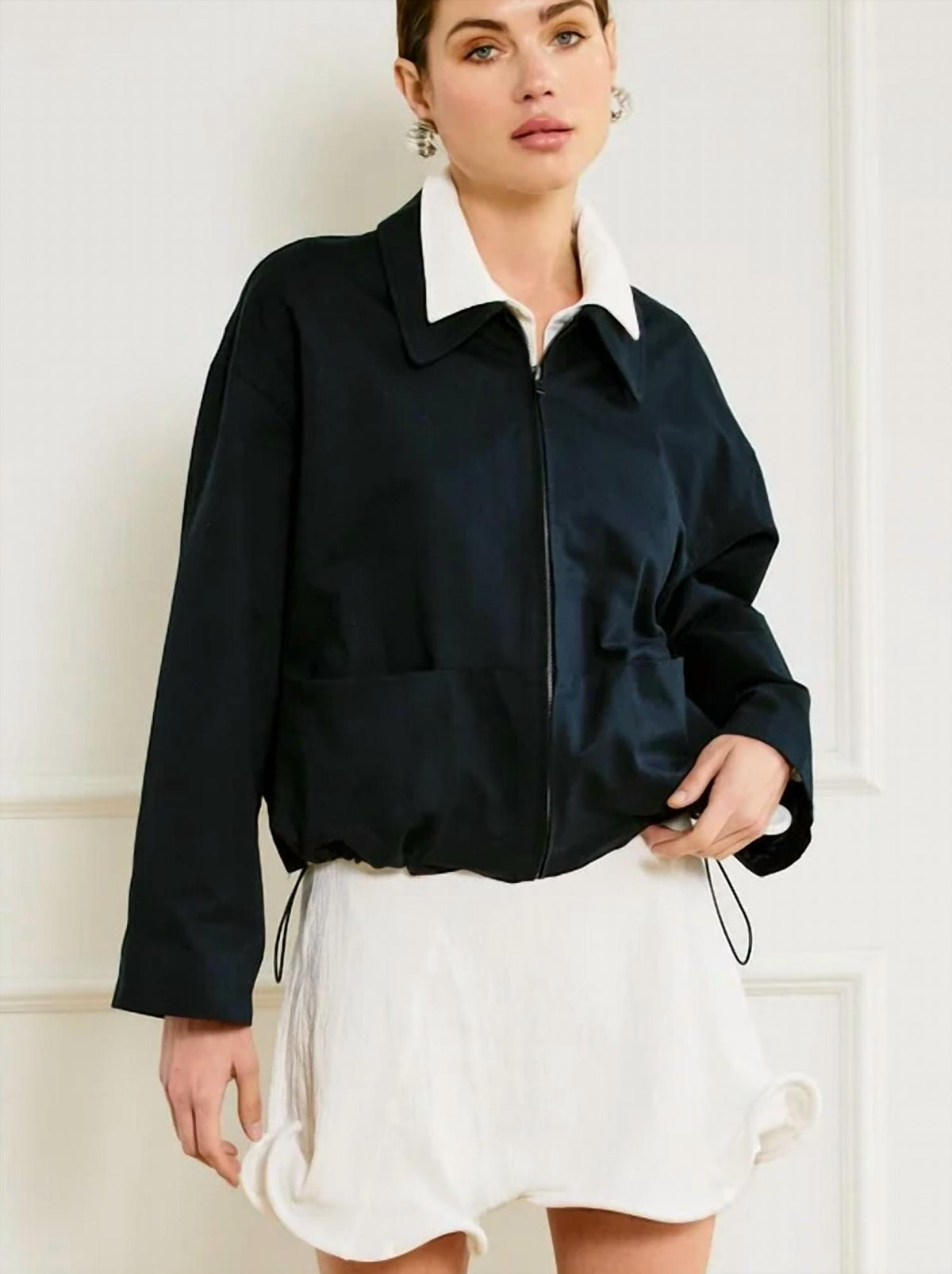 Line And Dot - Bubble Hem Tuxedo Jacket