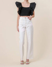 Line And Dot - Mara Short Flutter Sleeves Top