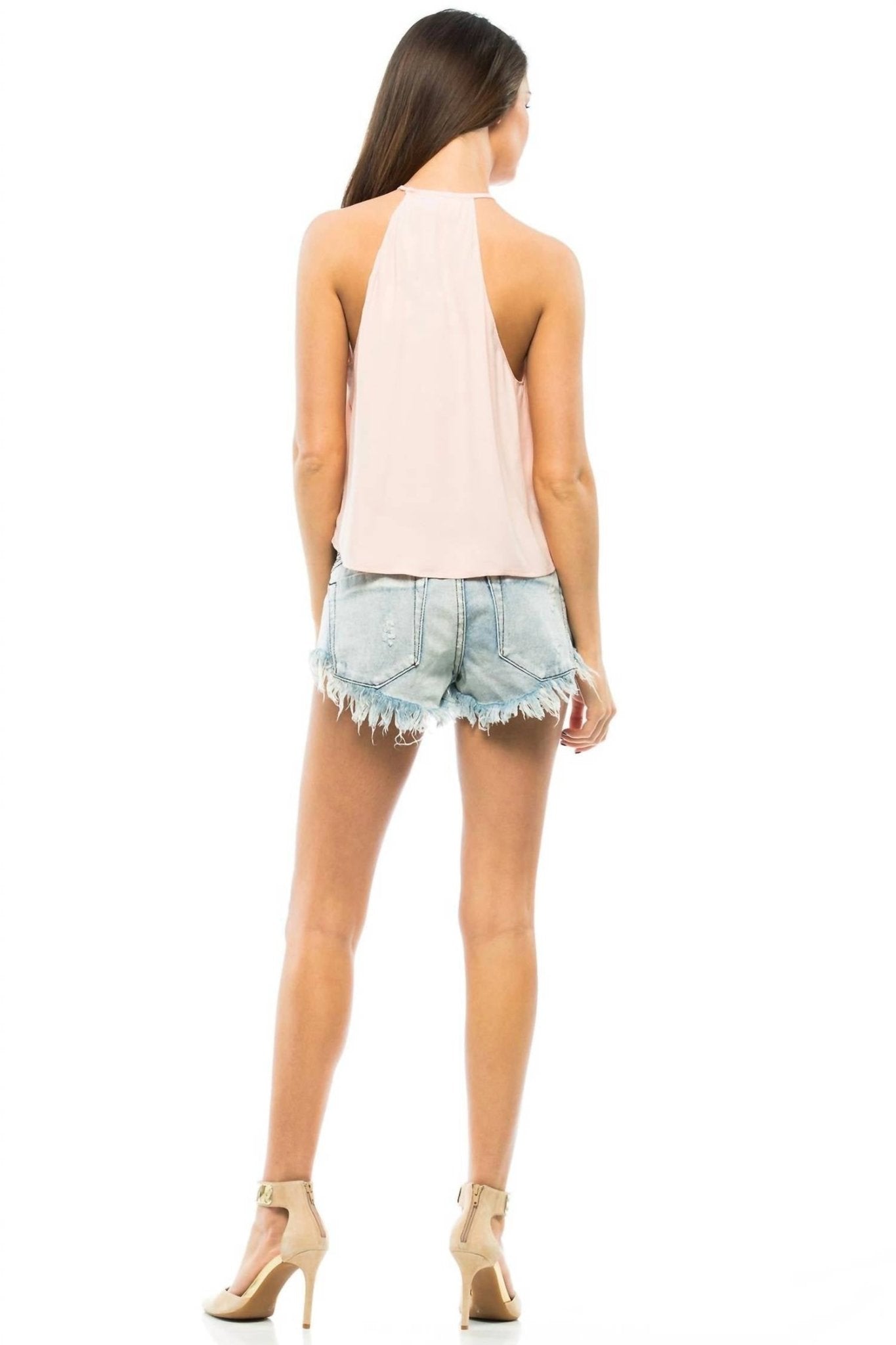 Line And Dot - Women's Lucienne Halter Top - blouses - clothing - pink