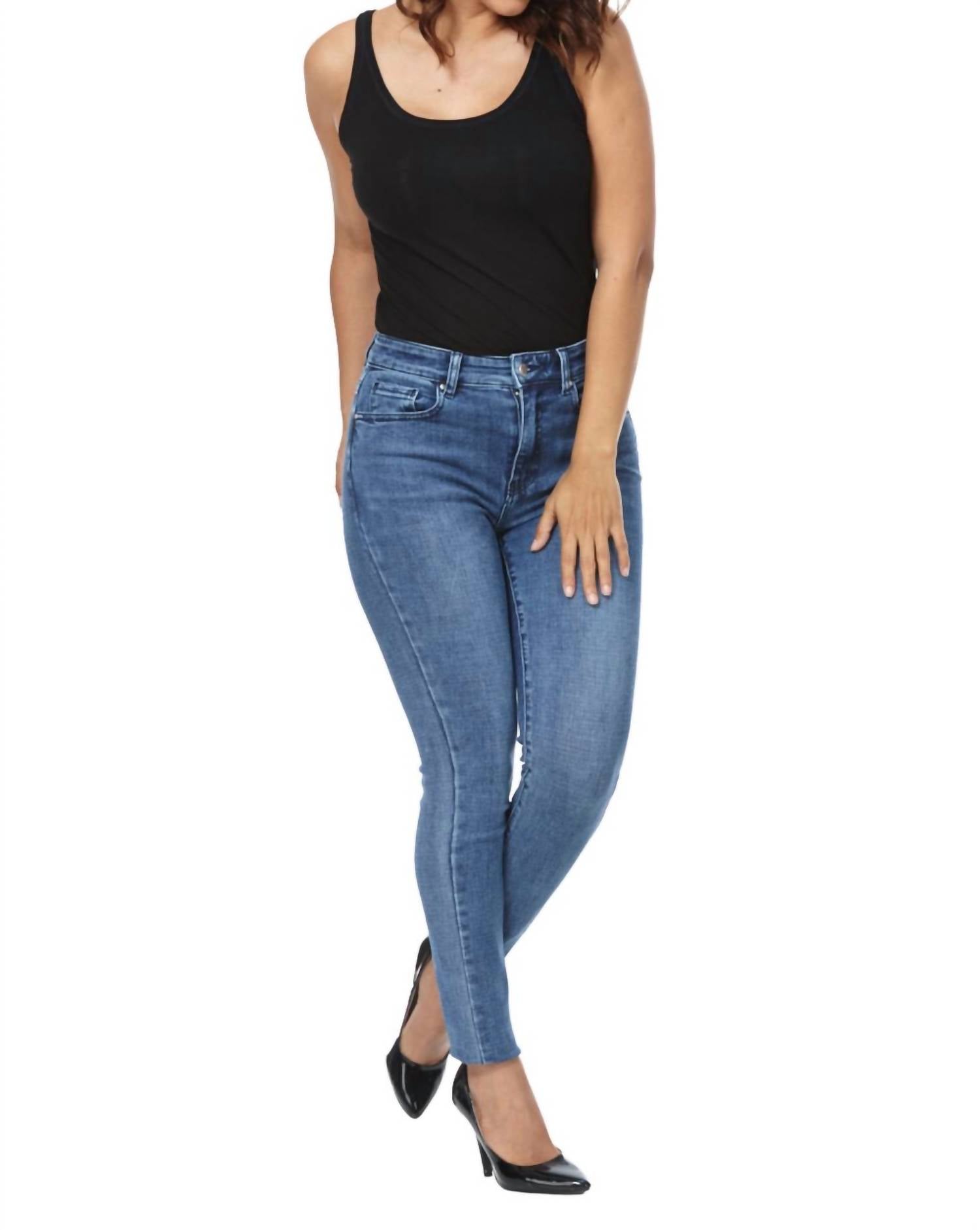 Lior - High Waisted Jackie Jeans - blue - clothing - cotton - blend