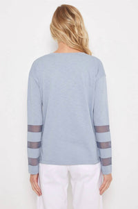 Lisa Todd - Mesh Fest V - neck Long Sleeve Top - blue - clothing - cotton