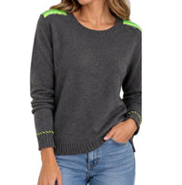 Lisa Todd - Neon-trim Crewneck Sweater