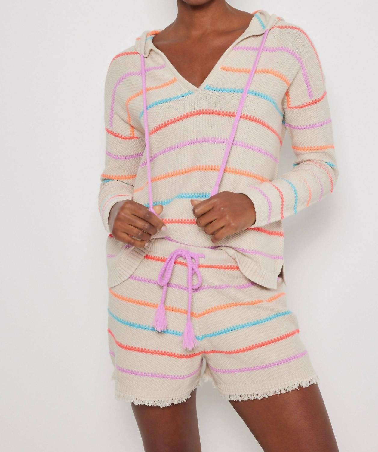 Lisa Todd - Quick Stitch Striped Short - beige - clothing - cotton