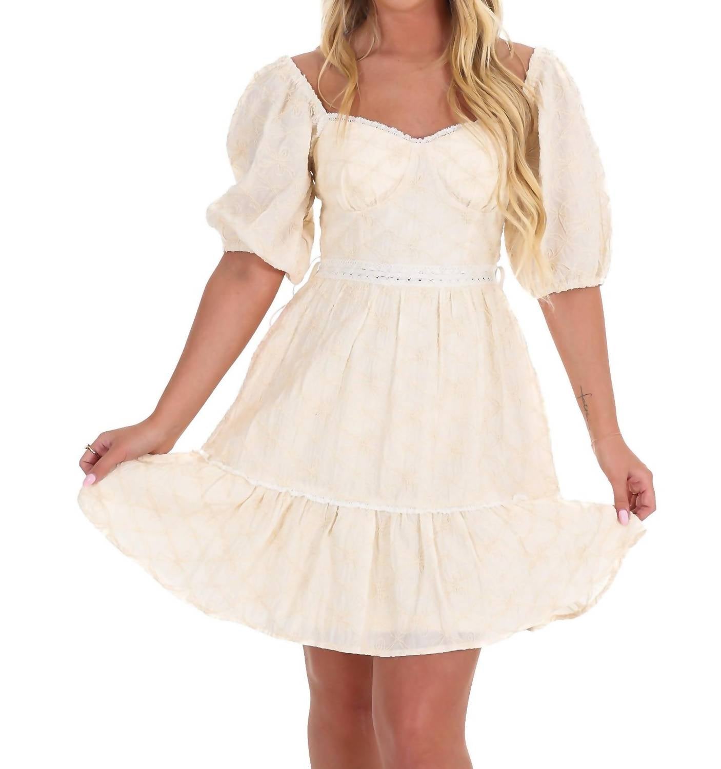 Listicle - Call It Fate Embroidered Mini Dress - beige - clothing - dresses