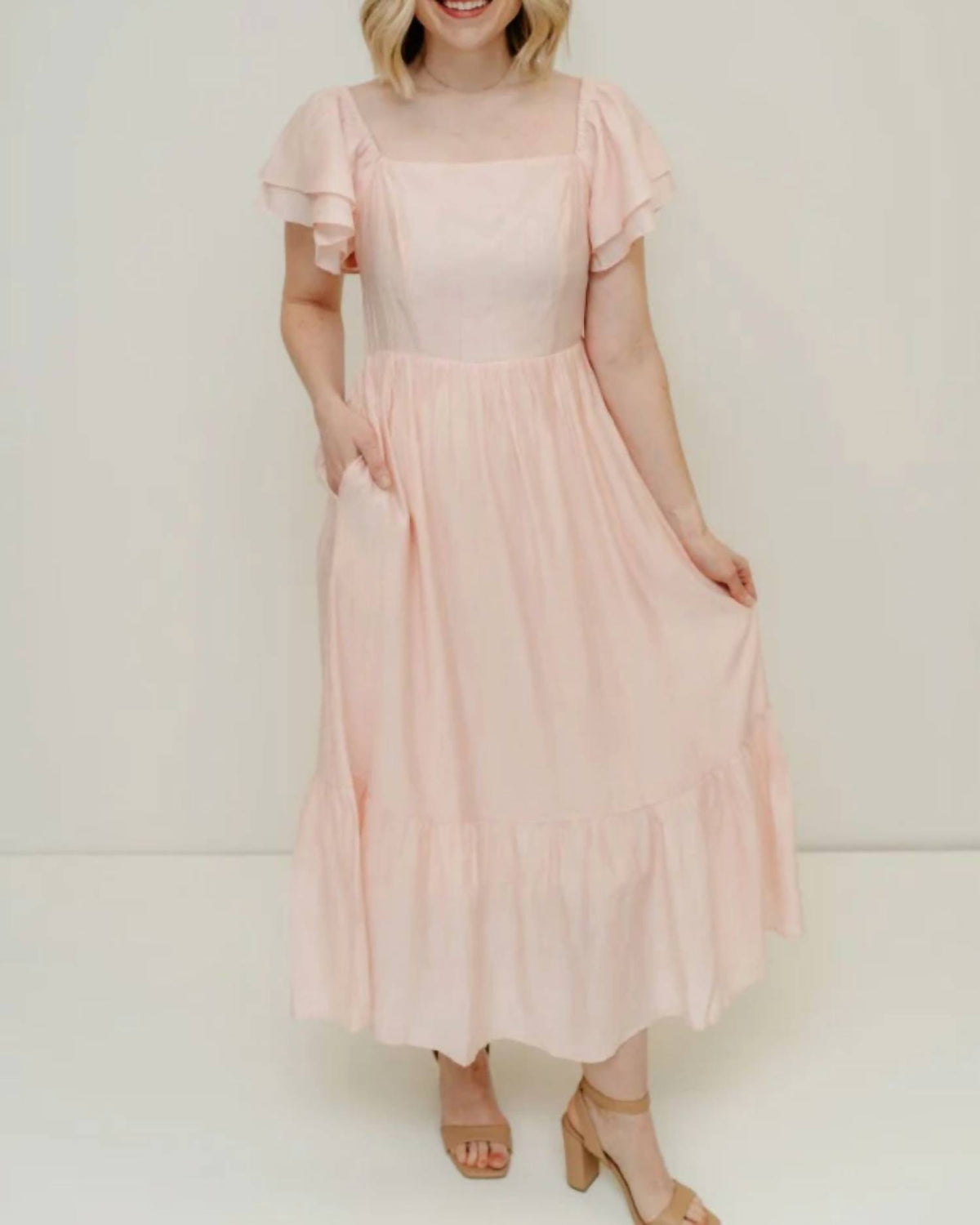 Listicle - Estee Ruffled Short Sleeve Maxi Dress