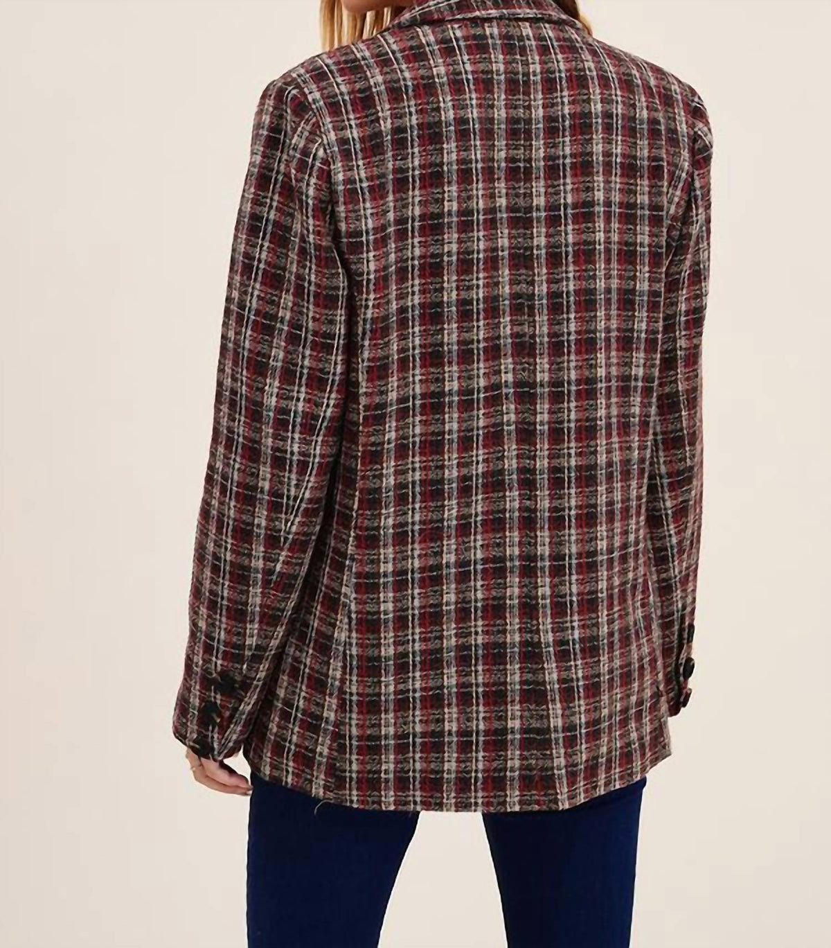 Listicle - Everything Woven Plaid Blazer