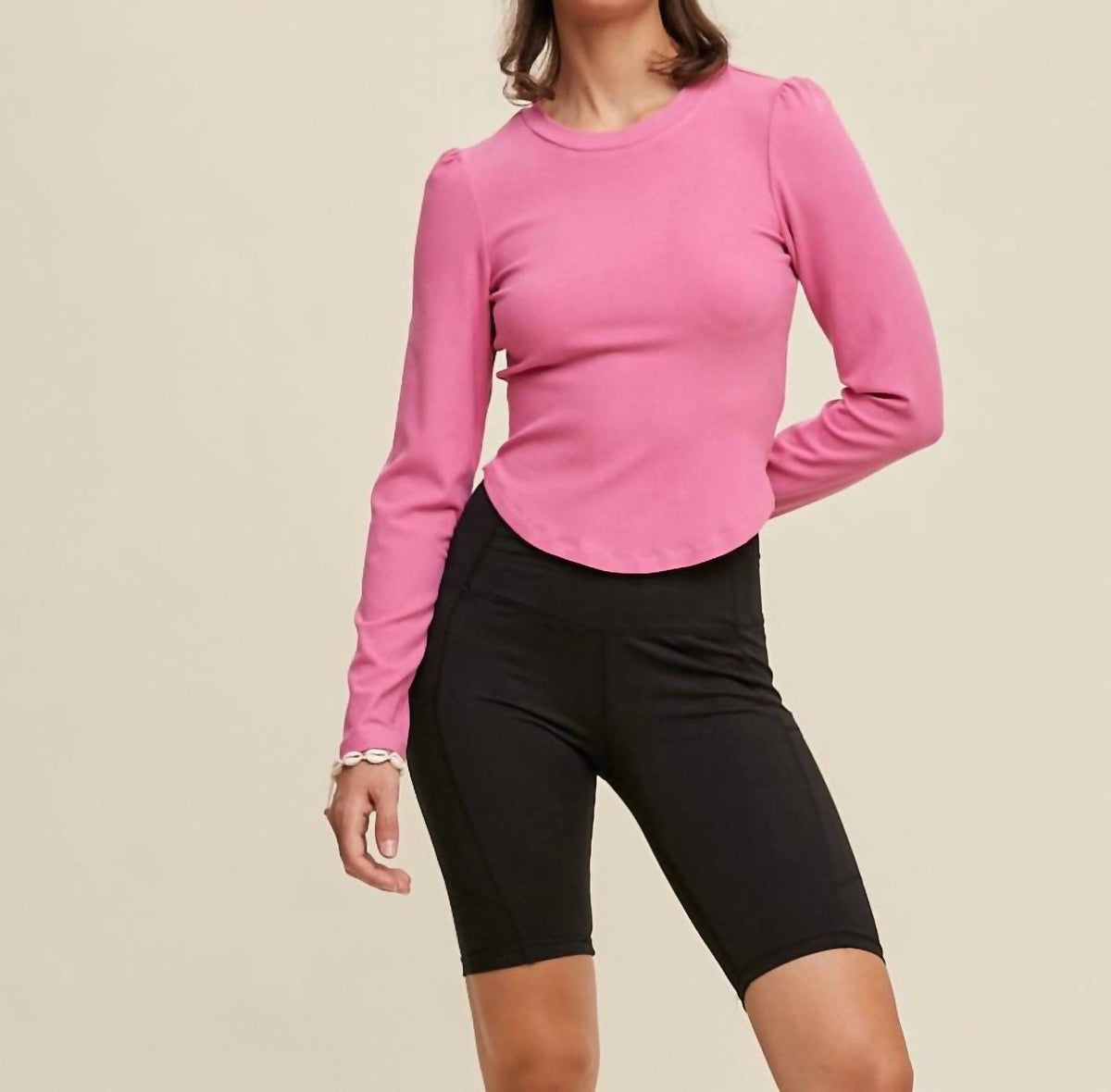 Listicle - Fitted Ribbed Long Sleeve Top