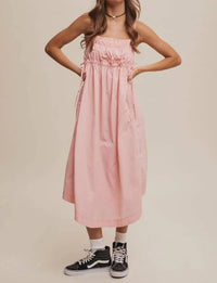 Listicle - Gathered Drawstring Midi Dress