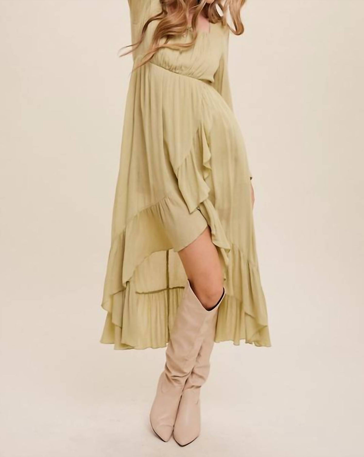 Listicle - High Low Ruffled Wrap Style Maxi Dress