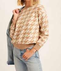 Listicle - Houndstooth plaid pullover knit sweater