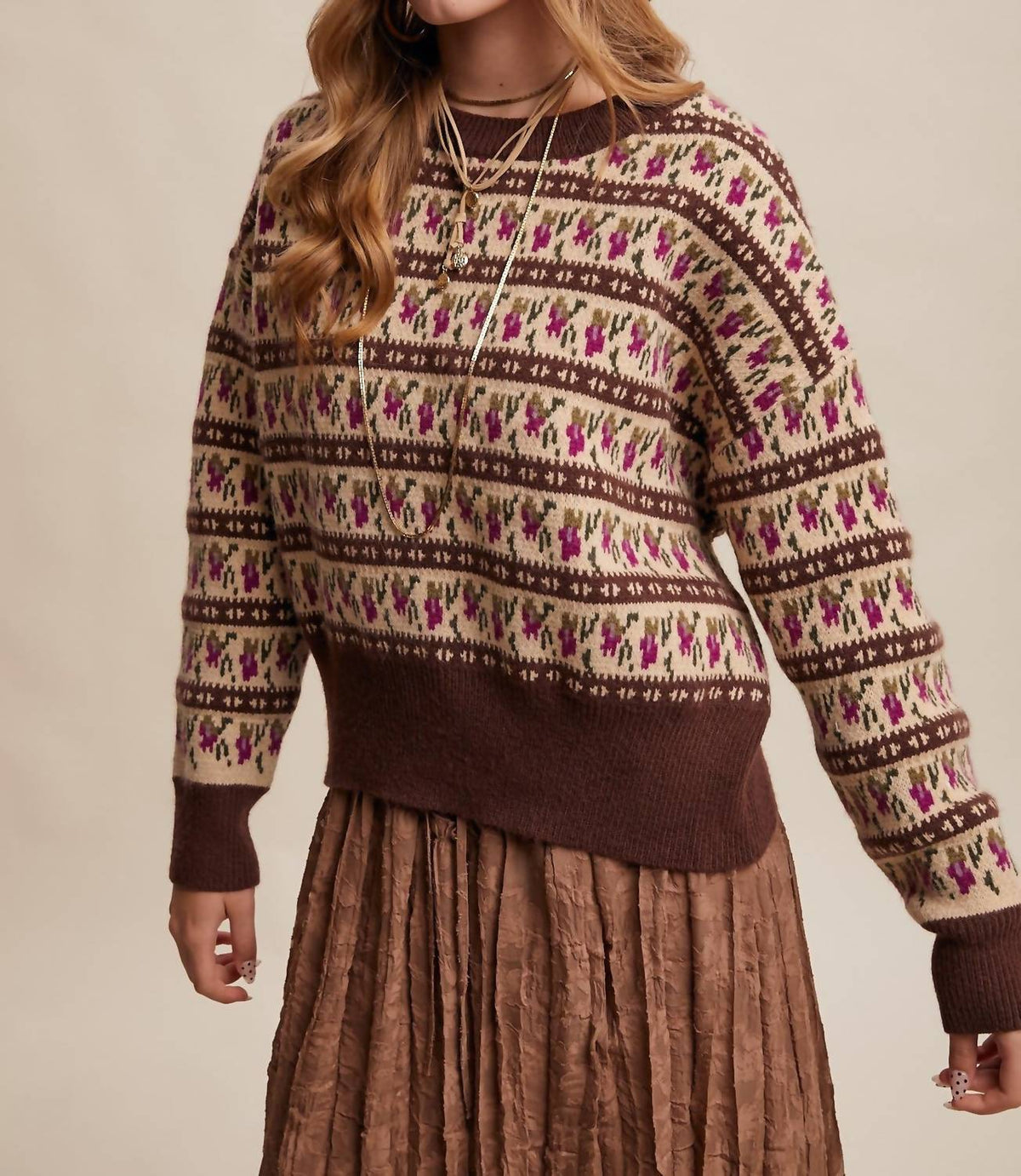 Listicle - Western Jacquard Knit Sweater