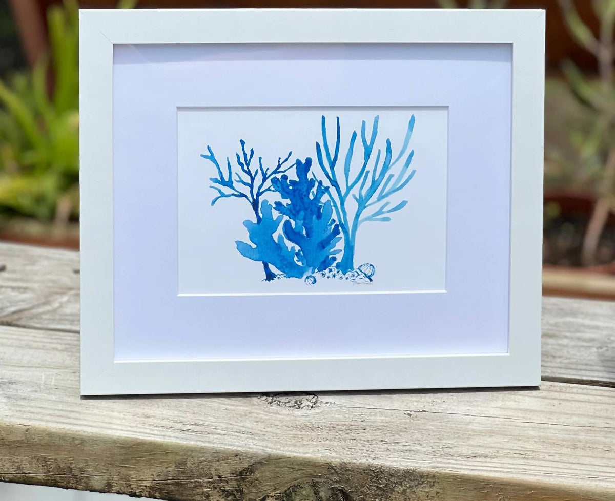 Little Blue Designs - Multiple Coral Framed Art Print