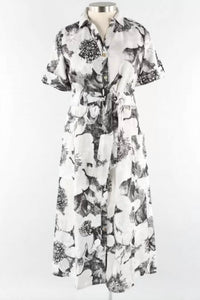 Liv By Habitat - Shirt Dress Floral Linen - clothing - dresses - grey