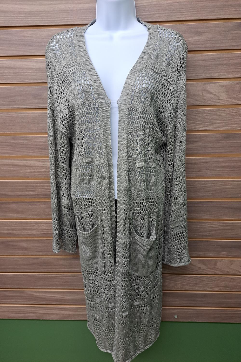 Llove - Women's Crocheted Pocket Cardigan