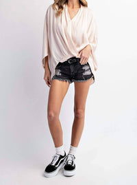 Llove - Margaret Surplice Blouse - beige - blouses - clothing
