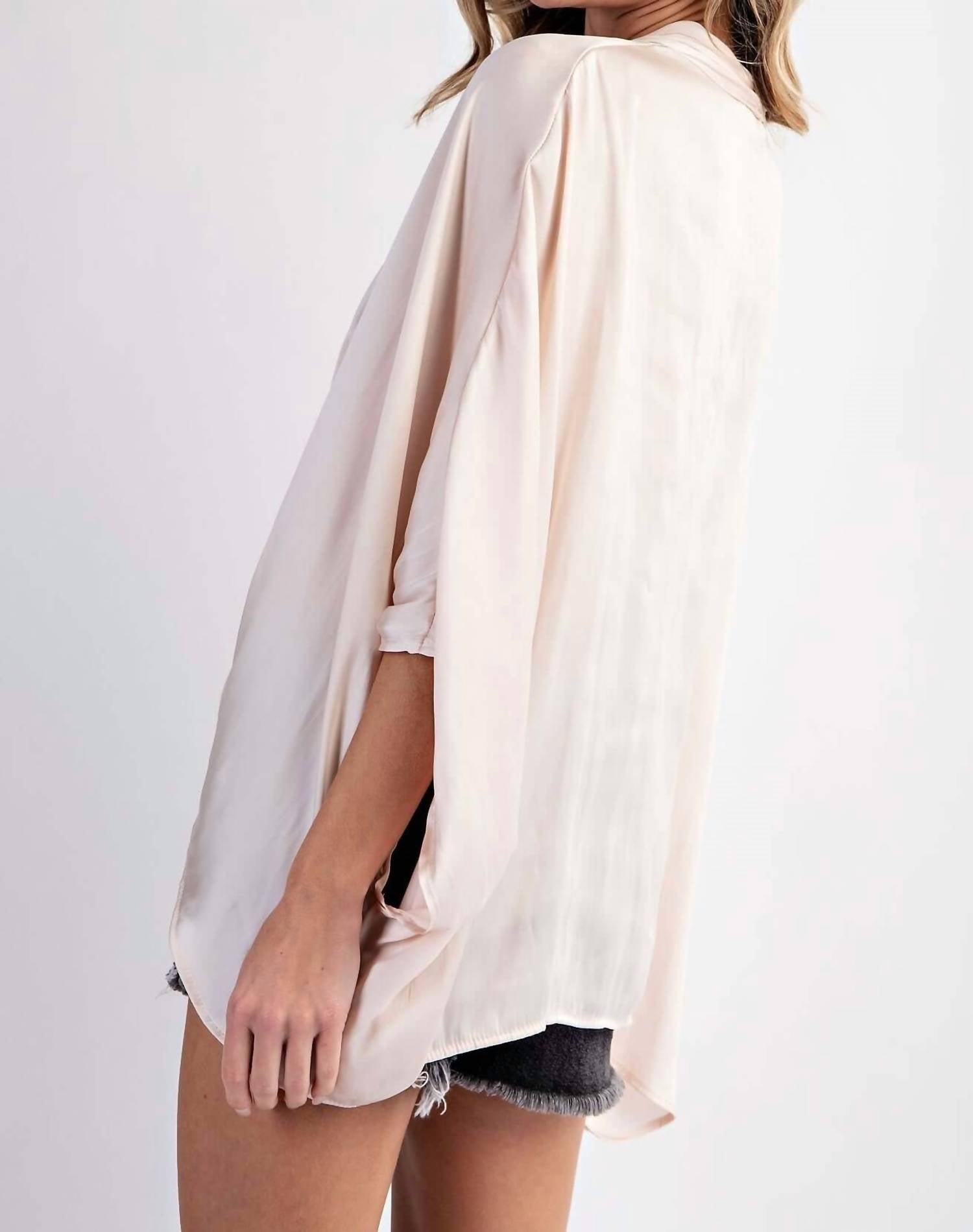Llove - Margaret Surplice Blouse - beige - blouses - clothing