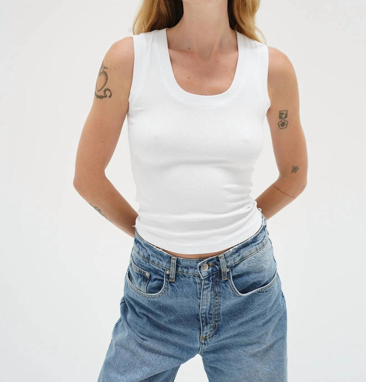 Lna - Deep U Ribbed Tank Top