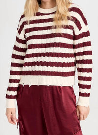 Lna - Devi Distressed Cable Knit Sweater