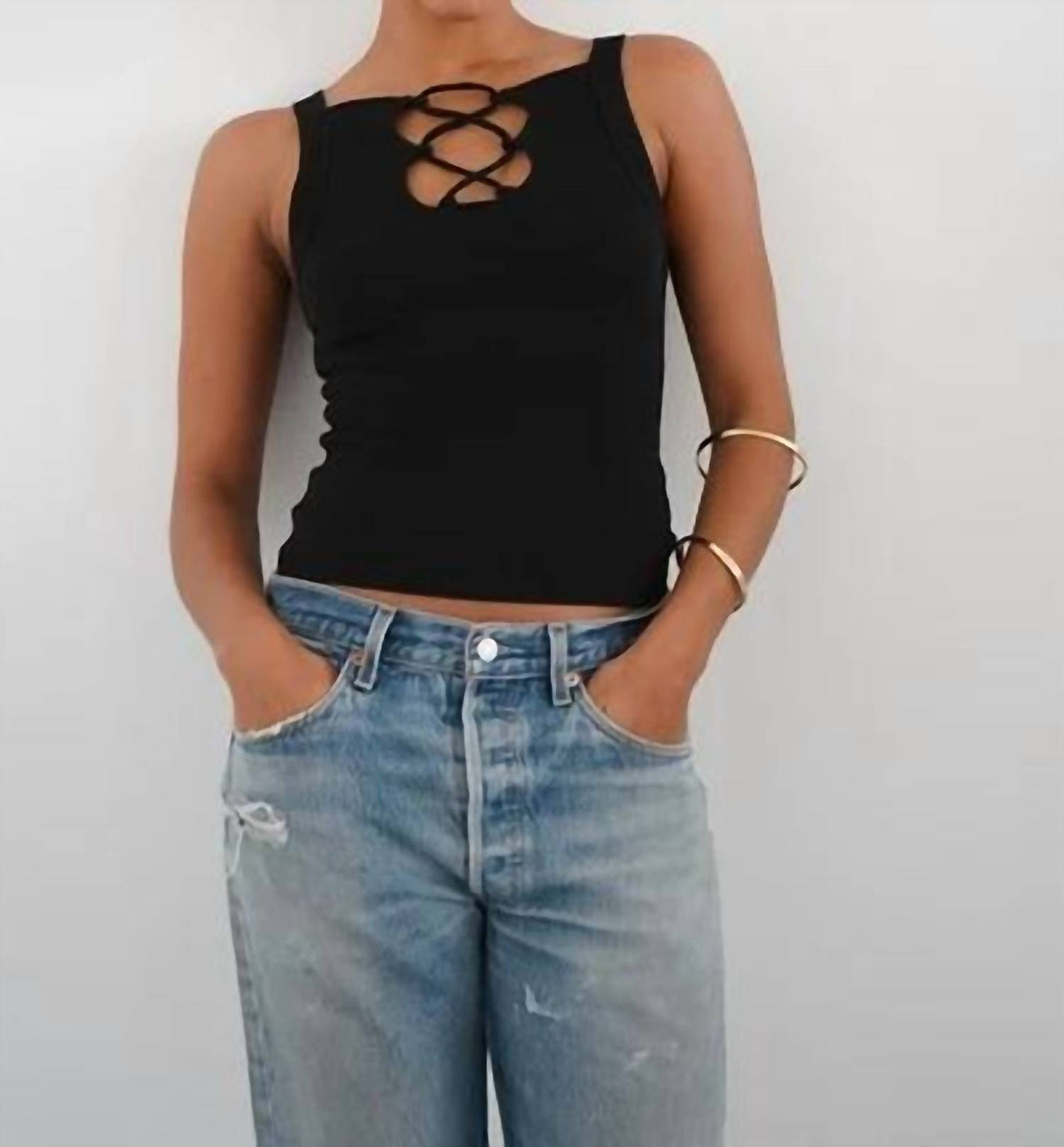 Lna - Regi Lace Up Rib Tank