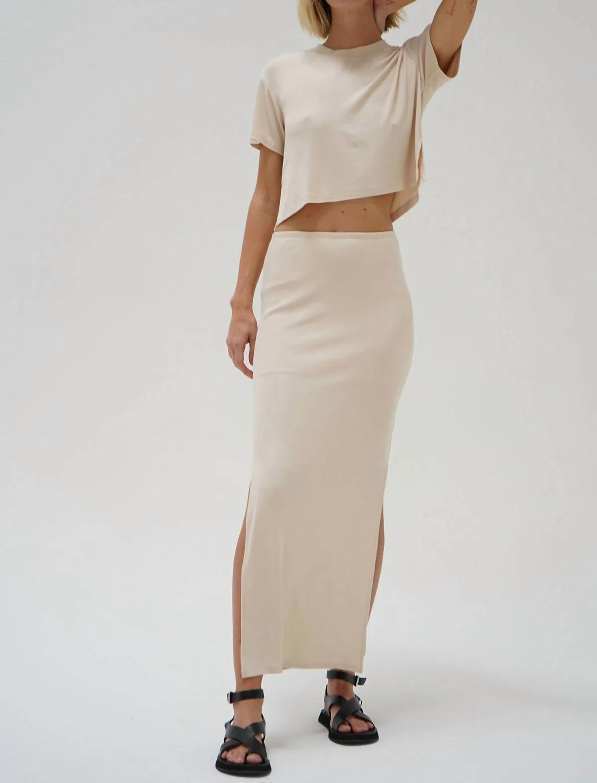 Lna - steph ribbed skirt