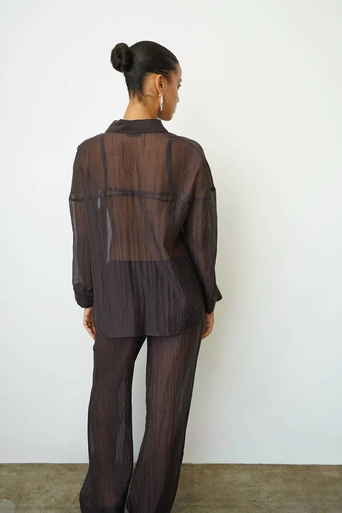 Lna - Sylvee Sheer Button Up