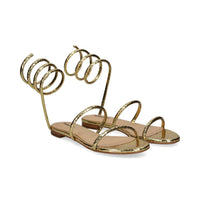 Lola Cruz - Women's Greta Flat Sandals - gold - leather - sandals