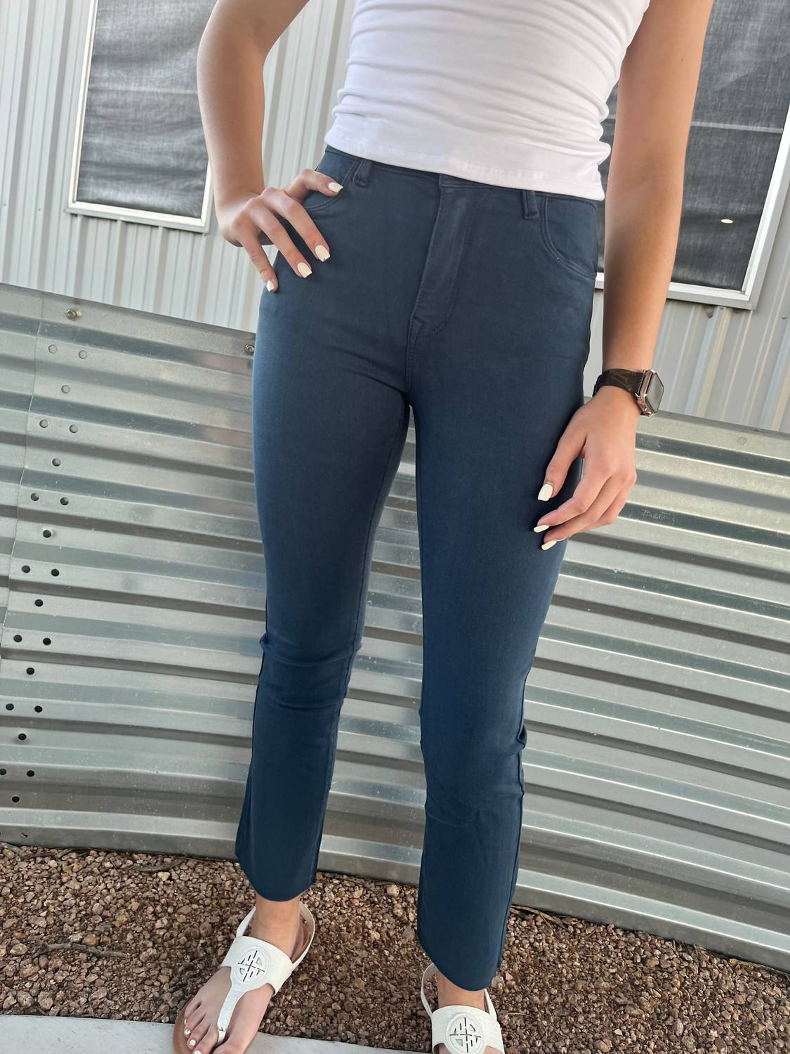 Lola Hats - Karter Classic Straight Pant - blue - clothing - cotton - blend