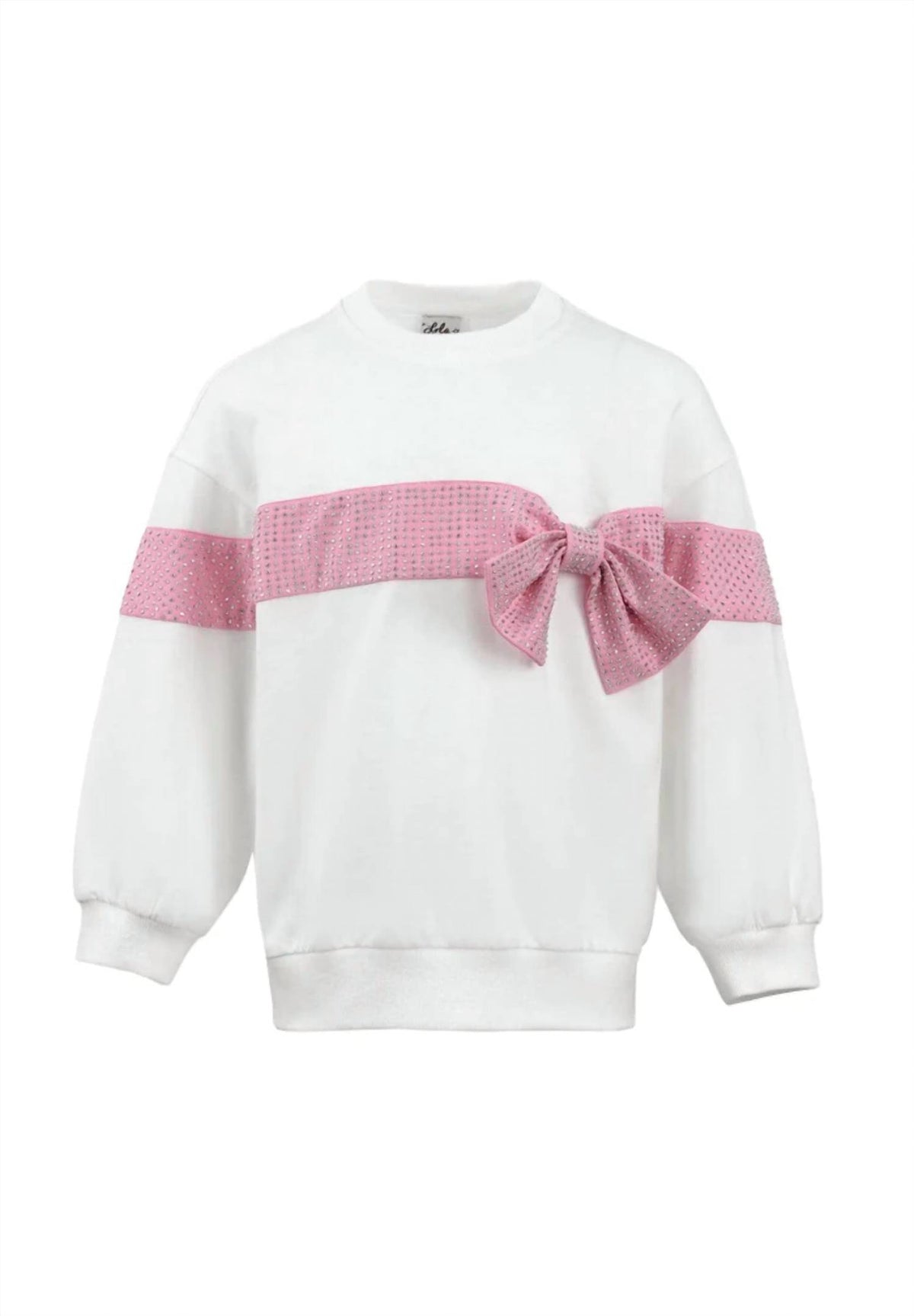 Lola + The Boys - Girls' Crystal Bow Sweater