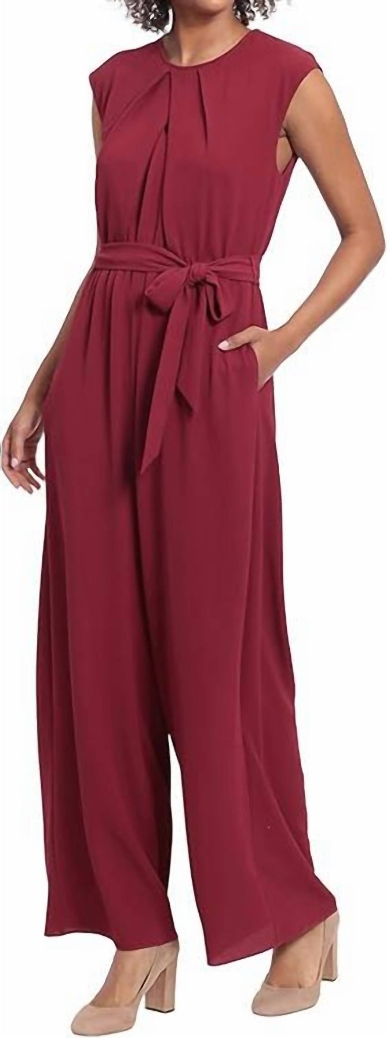 London Times - Peep Hole Wide Leg Jumpsuit - clothing - jumpsuits - pants