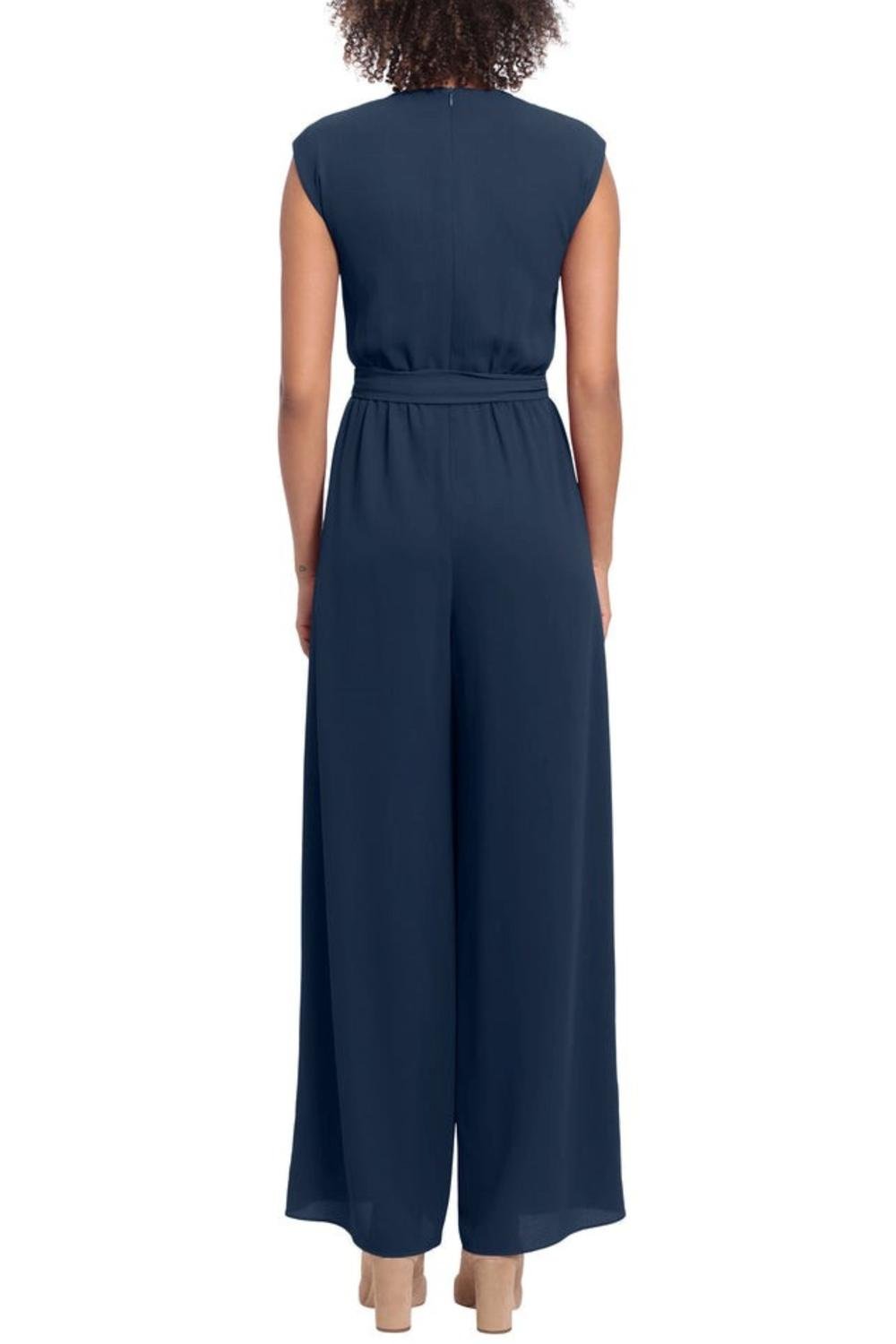 London Times - Peep Hole Wide Leg Jumpsuit - blue - clothing - jumpsuits