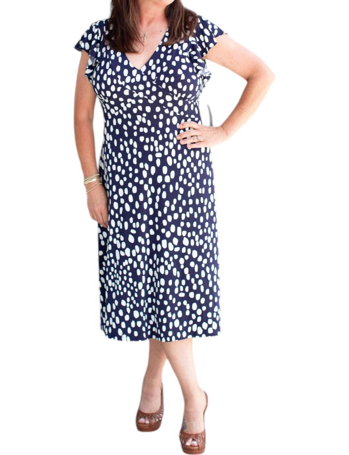 London Times - Ruffle Midi Dress