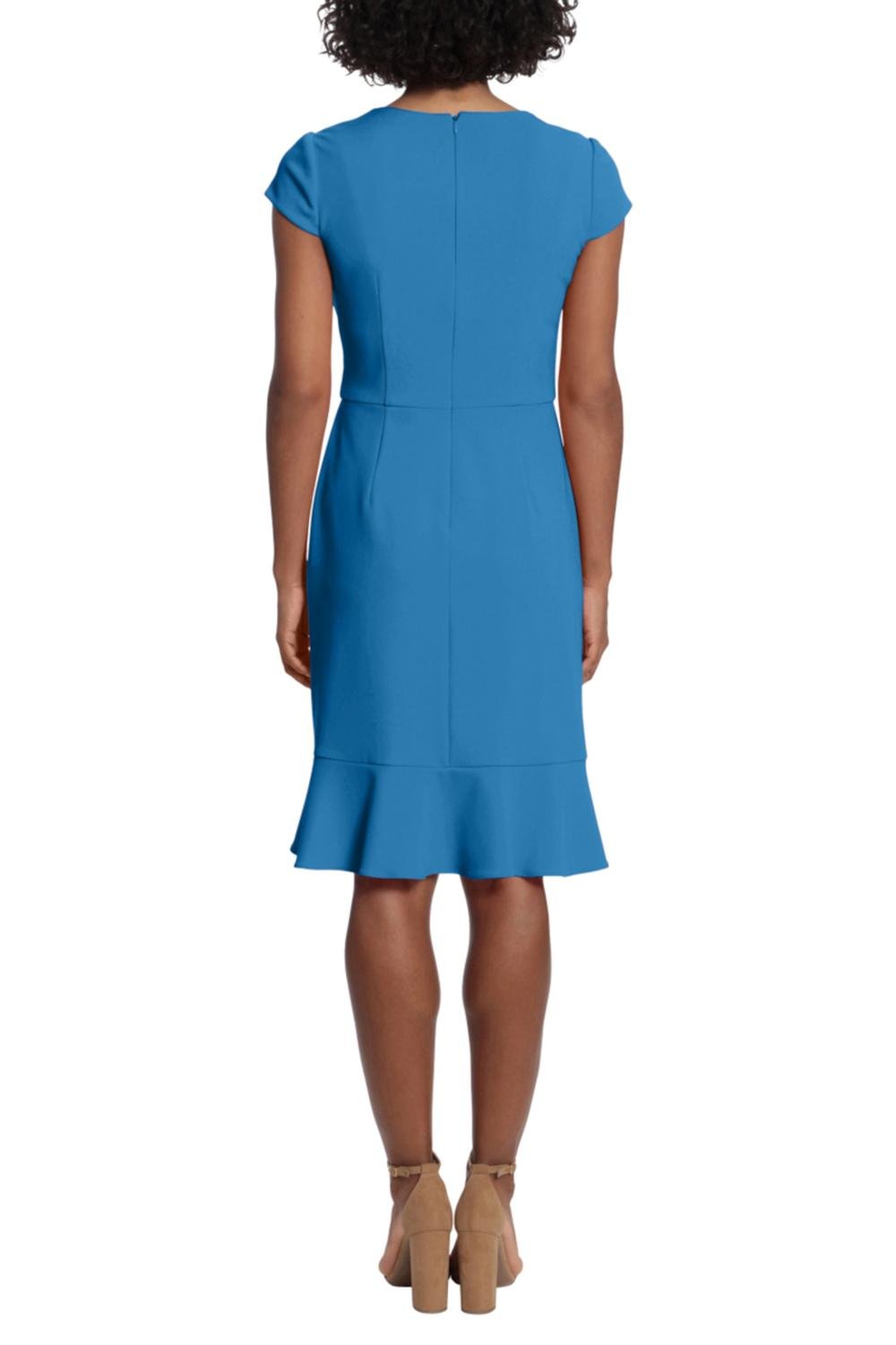London Times - Ruffled Draped Skirt Sheath Dress - blue - clothing - dresses
