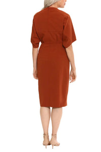 London Times - Short Dolman Sleeve Sheath Dress - brown - clothing - dresses
