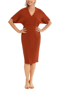 London Times - Short Dolman Sleeve Sheath Dress - brown - clothing - dresses