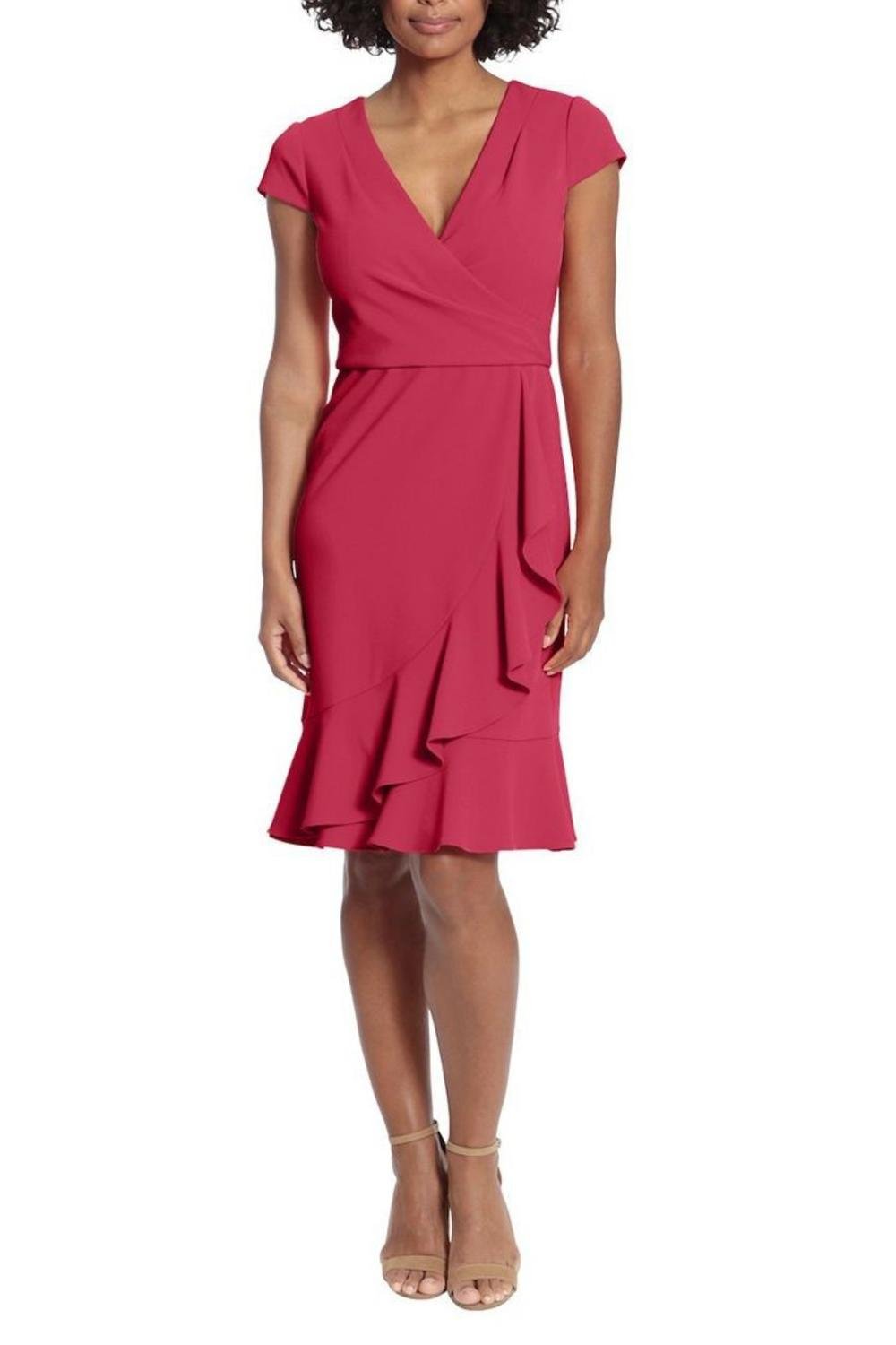 London Times - Surplice Neck Ruffle Skirt Sheath Dress - clothing - dresses - midi