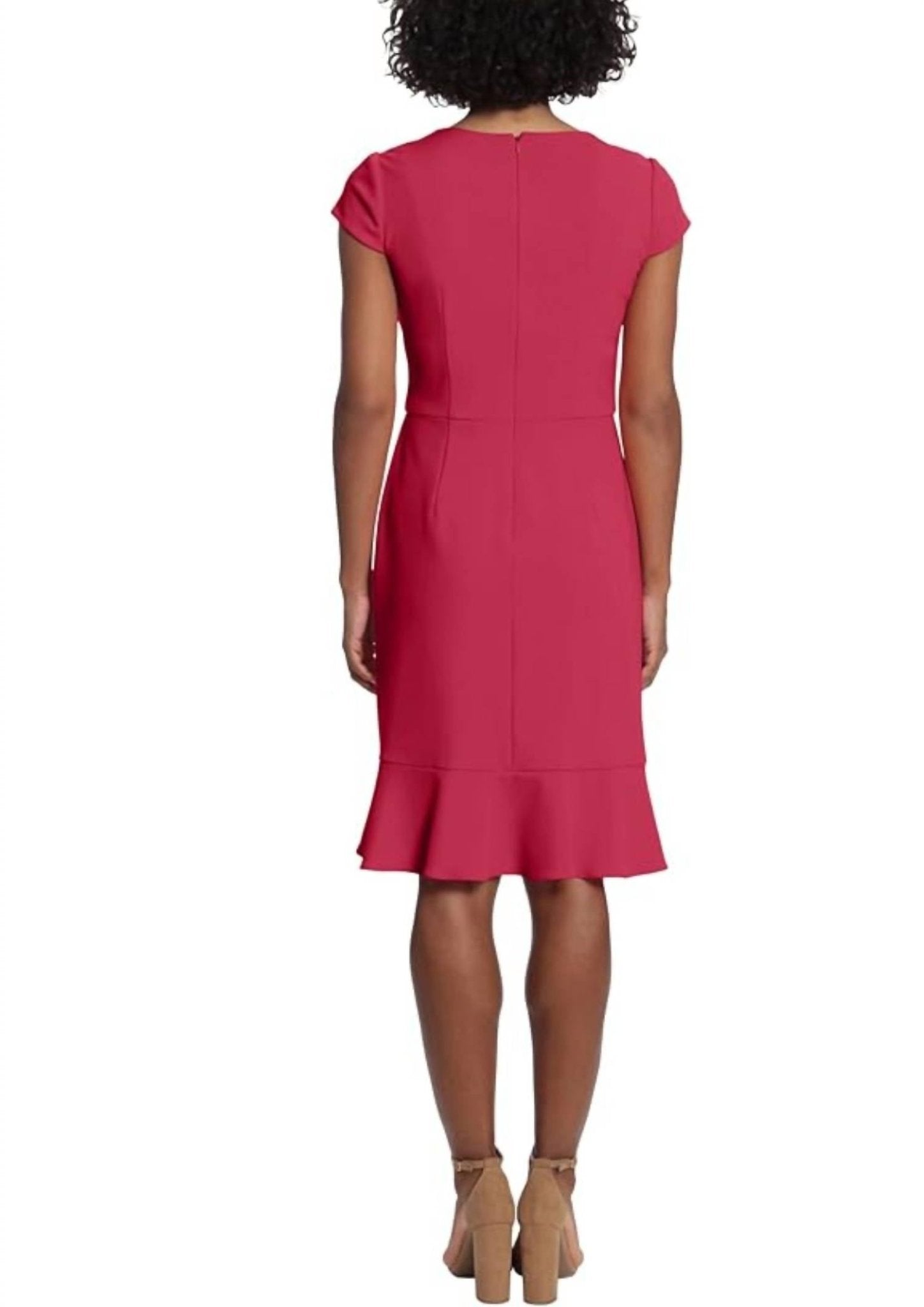 London Times - Surplice Neck Ruffle Skirt Sheath Dress - clothing - dresses - midi
