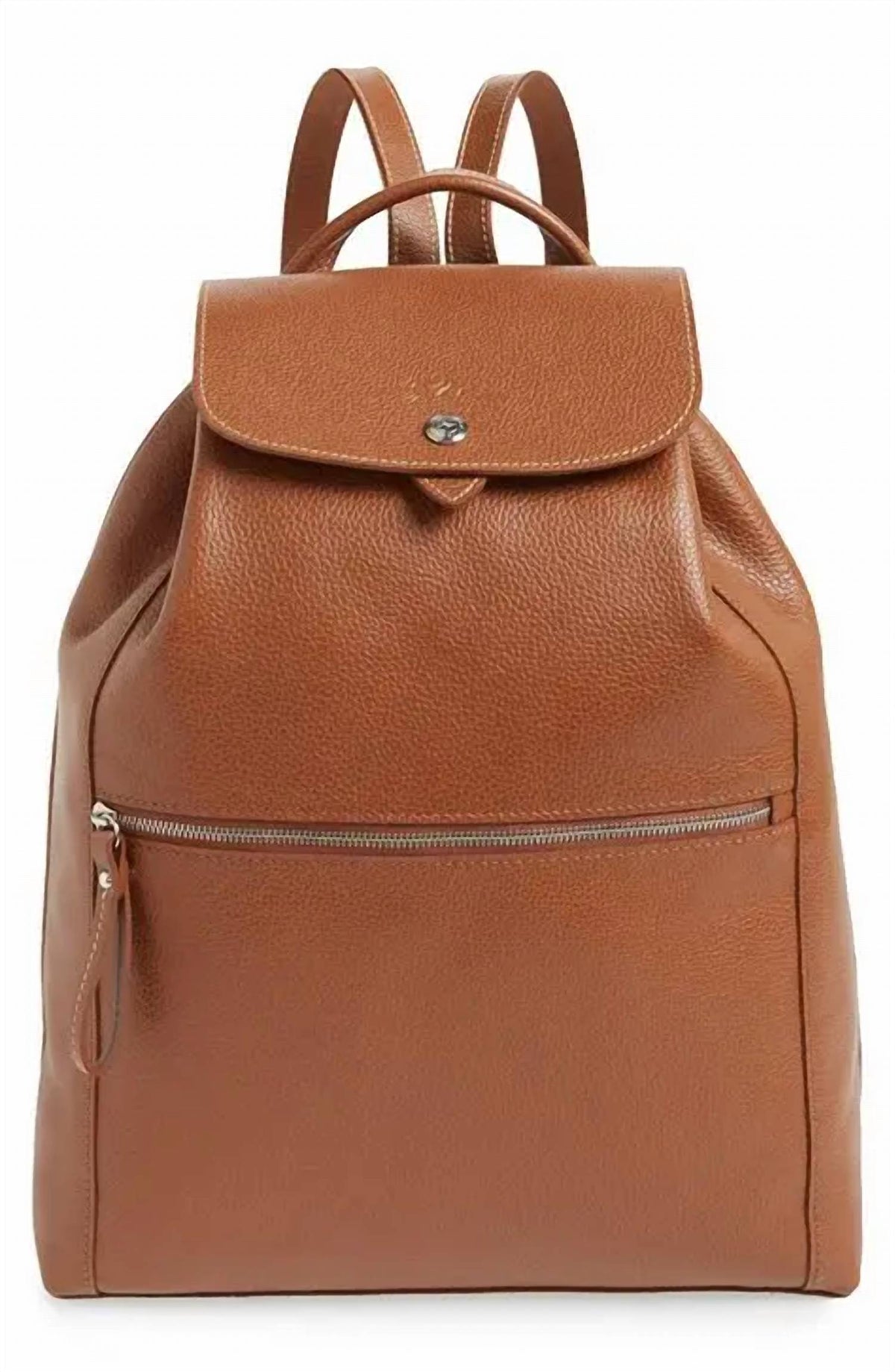 Longchamp - Leather Backpack With Zipper Pocket