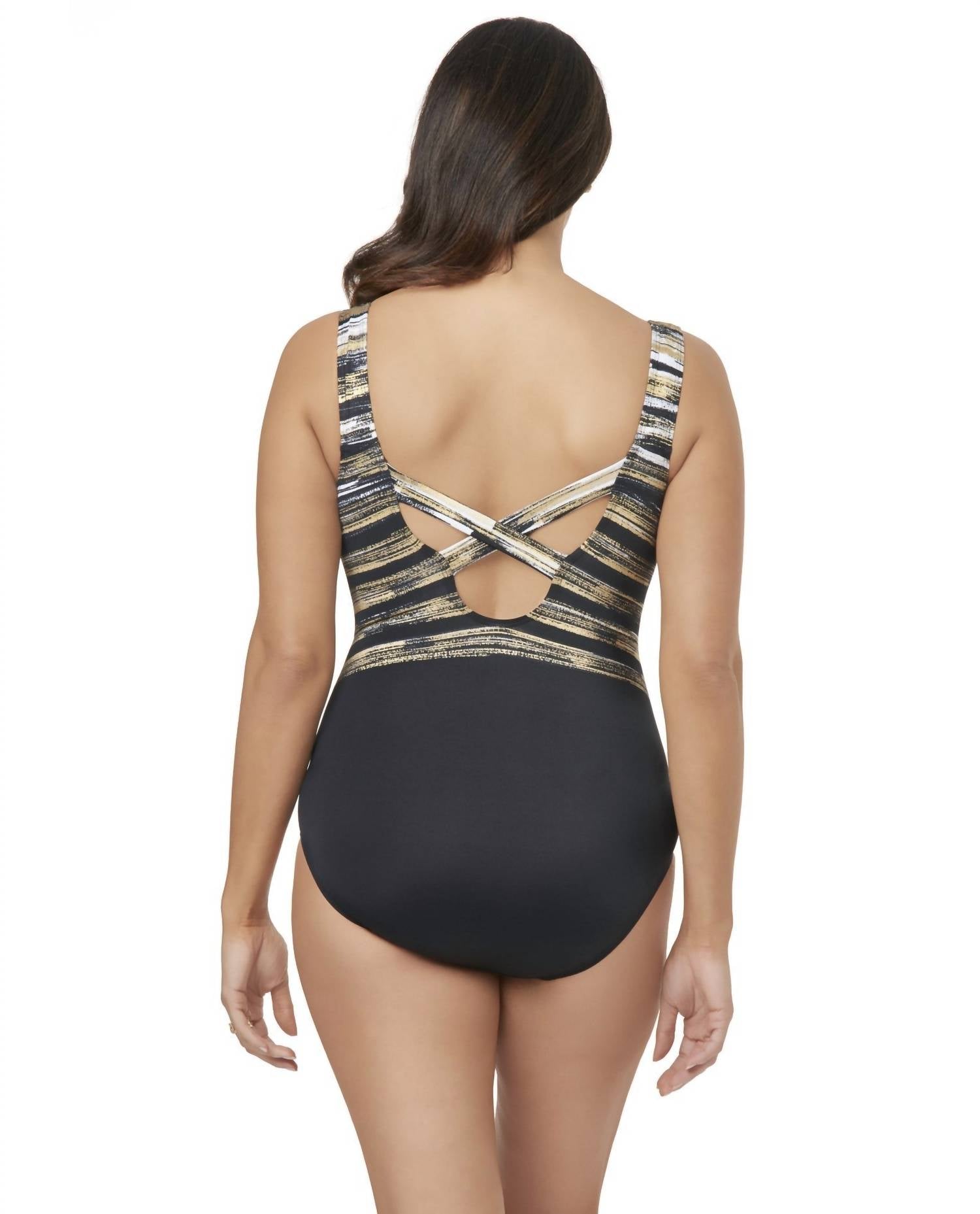 Longitude - Glam Girl X - back One Piece Swimsuit - black - clothing - nylon - blend