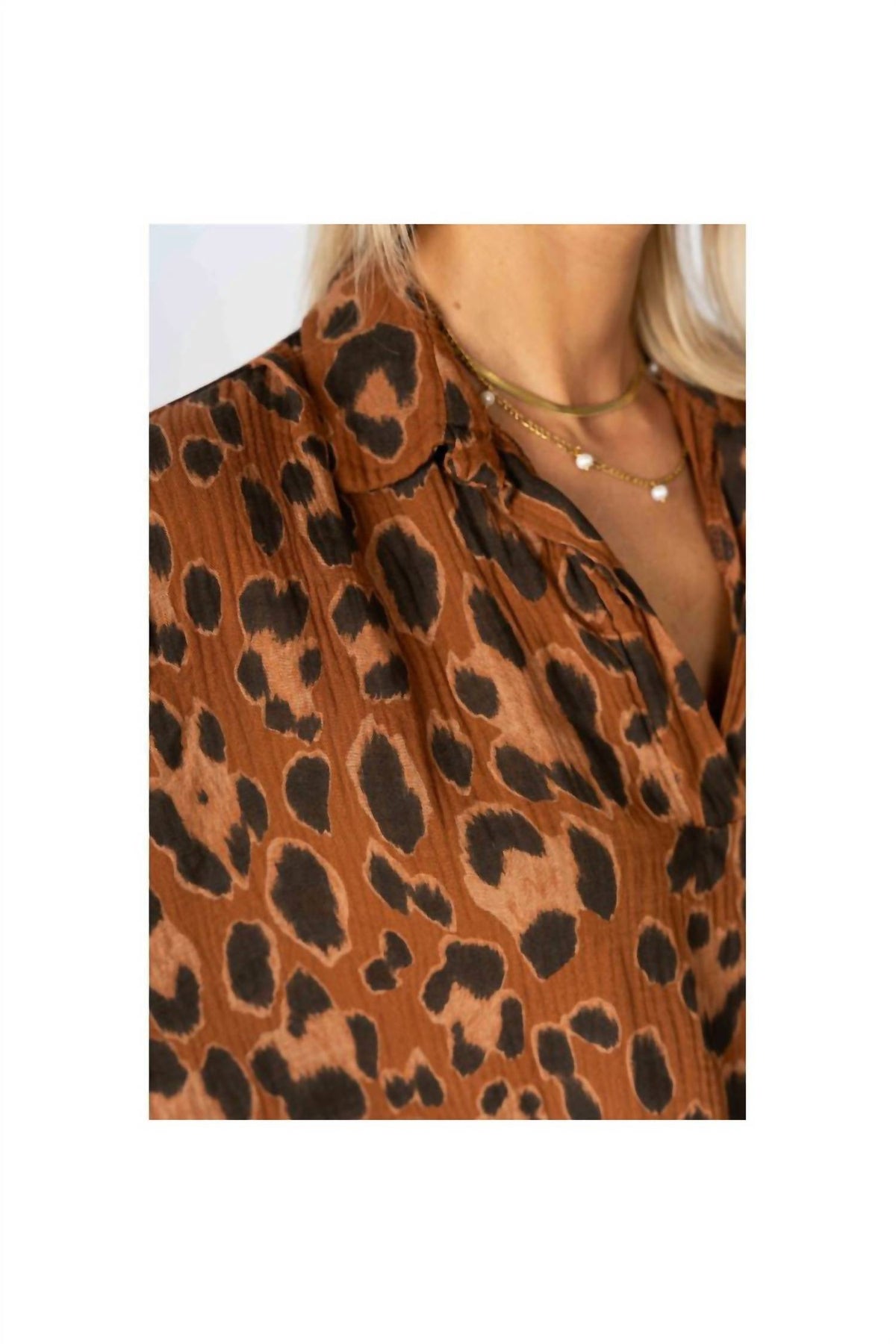 Look Mode Usa - Cheetah Print High Low Pullover Top