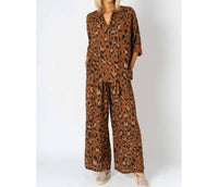 Look Mode Usa - Cheetah Print Wide Leg Pants