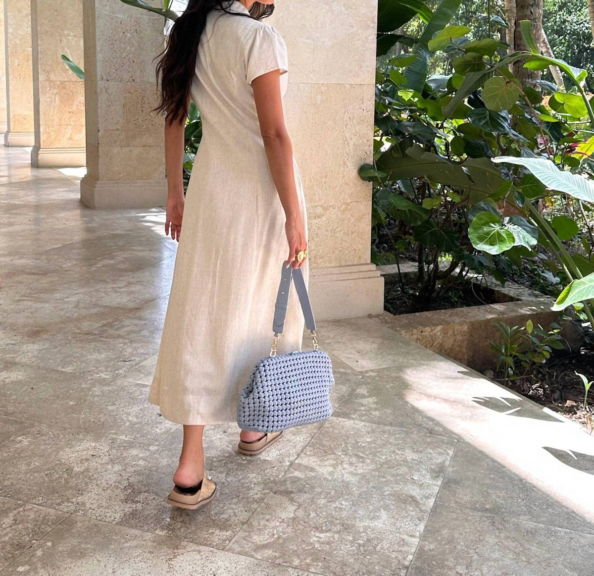 Lost + Wander - Linen Button Up Midi Dress - beige - clothing - dresses